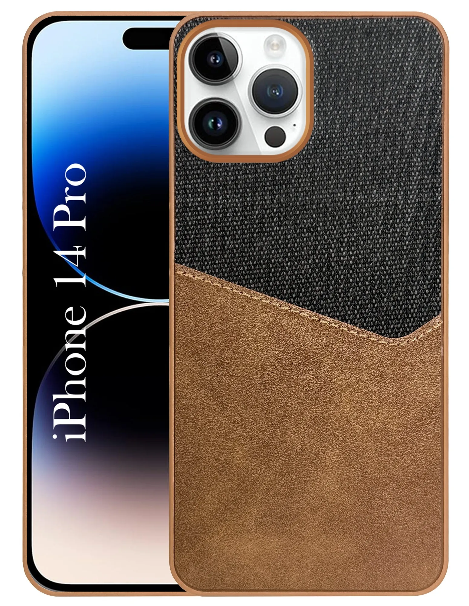 Personal Style For Apple iPhone 14 Pro Back Cover Case (Dual PU Leather Stitch | Professional Minimalist | Soft and Flexible)