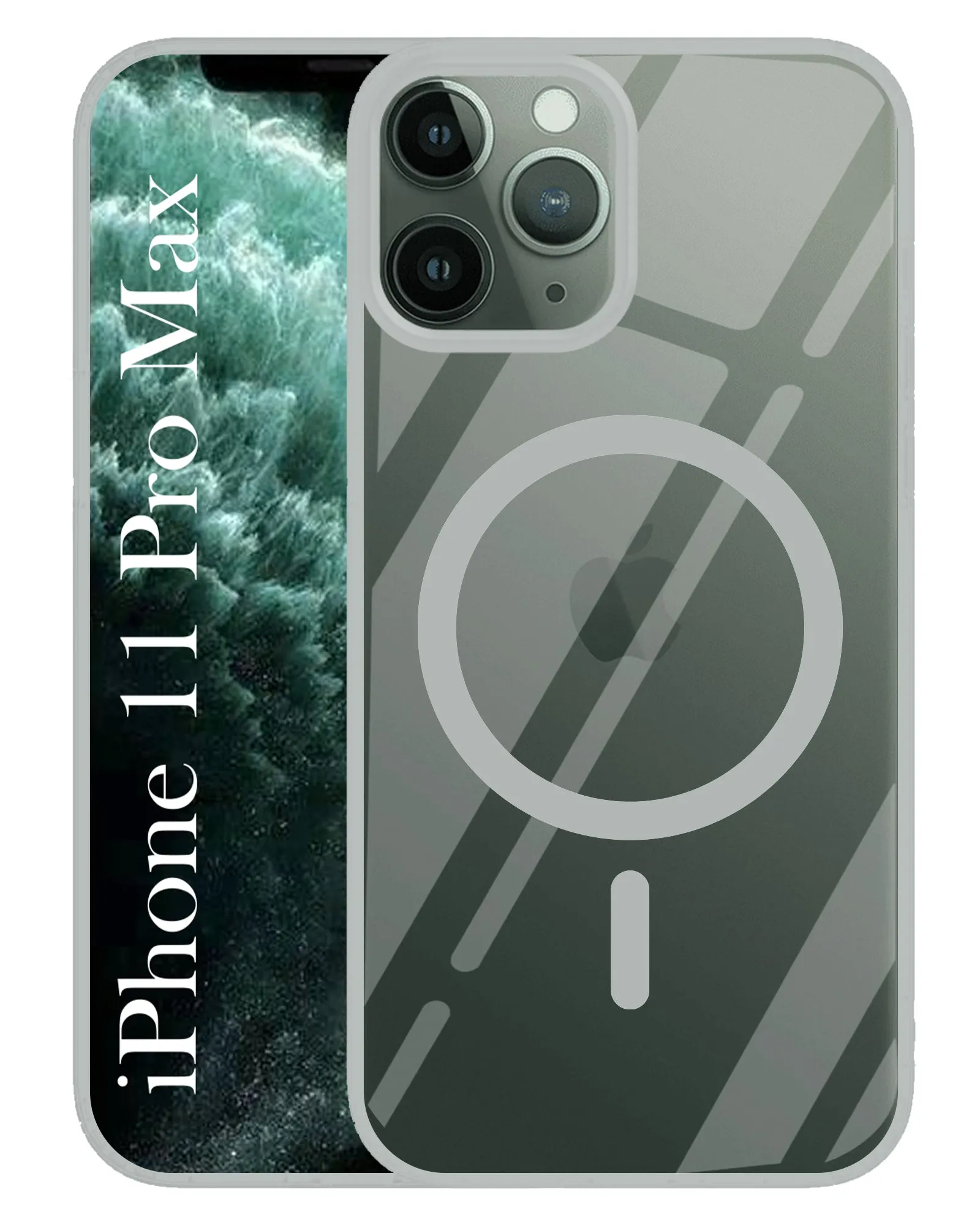 For Apple iPhone 11 Pro Max  Back Cover Case (MagSafe Compatible Wireless Charging | Hybrid Camera Bump Protection | Shockproof Polycarbonate Material) Hybrid Edge Finish Lightweight accessory