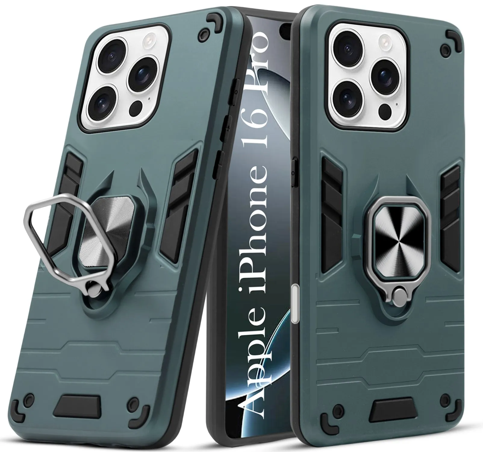For Apple iPhone 16 Pro Back Cover Case (Shockproof Polycarbonate Dual Layer Hybrid Armor) Flexible Design