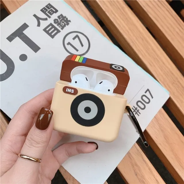 INSTAGRAM PROTECTIVE SILICONE AIRPODS CASE COVER FOR 1/2, 3 AND AIRPODS PRO portable gradient commuter handmade leather airpods case