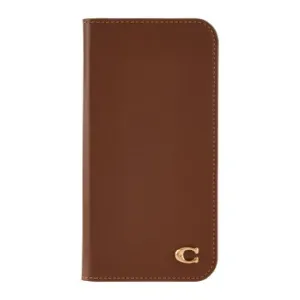 iPhone 16 Pro Max Coach Leather Folio Case - Hazelnut Luxury Texture