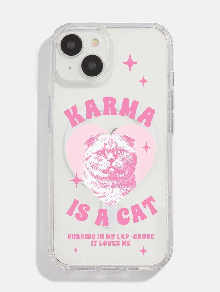 Karma Cat MagSafe iPhone Case Gloss Finish Texture Daily Style