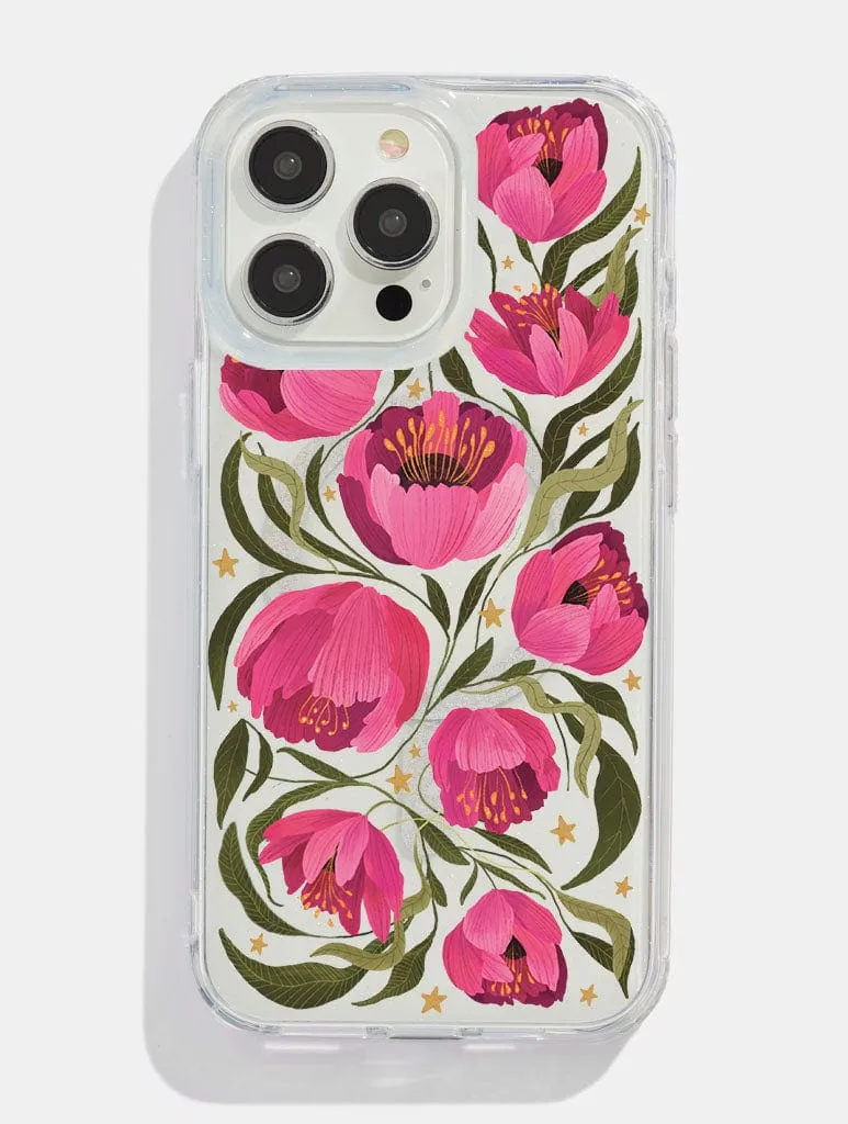Minimal Surface Kate Fox x Skinnydip Pink Floral Glitter MagSafe iPhone Case