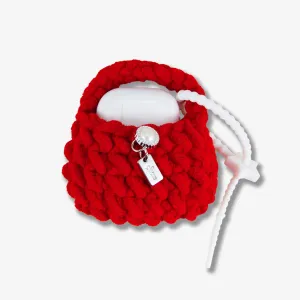 sporty style airpods protector Knit Earbud / AirPods? Pouch - Red