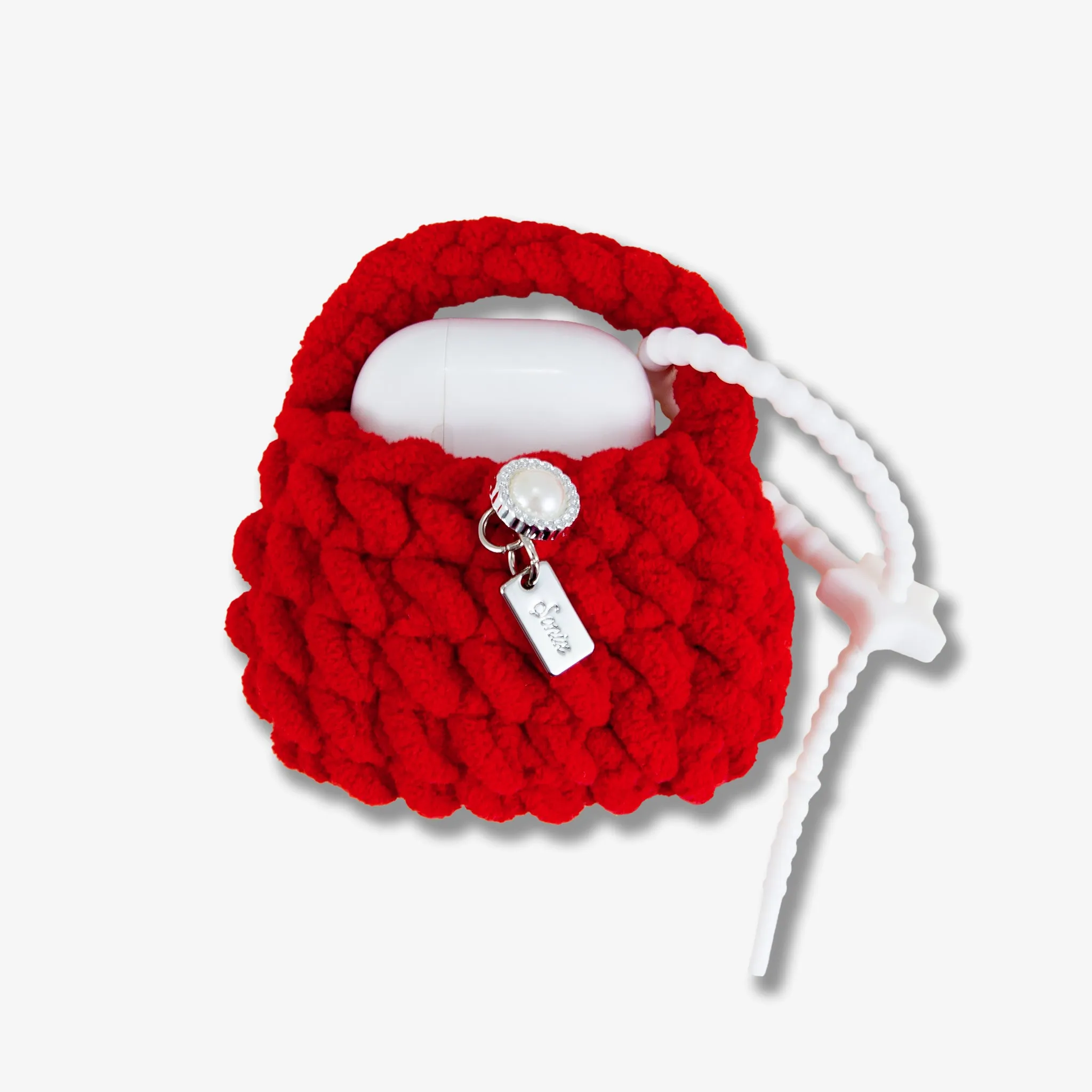 sporty style airpods protector Knit Earbud / AirPods? Pouch - Red