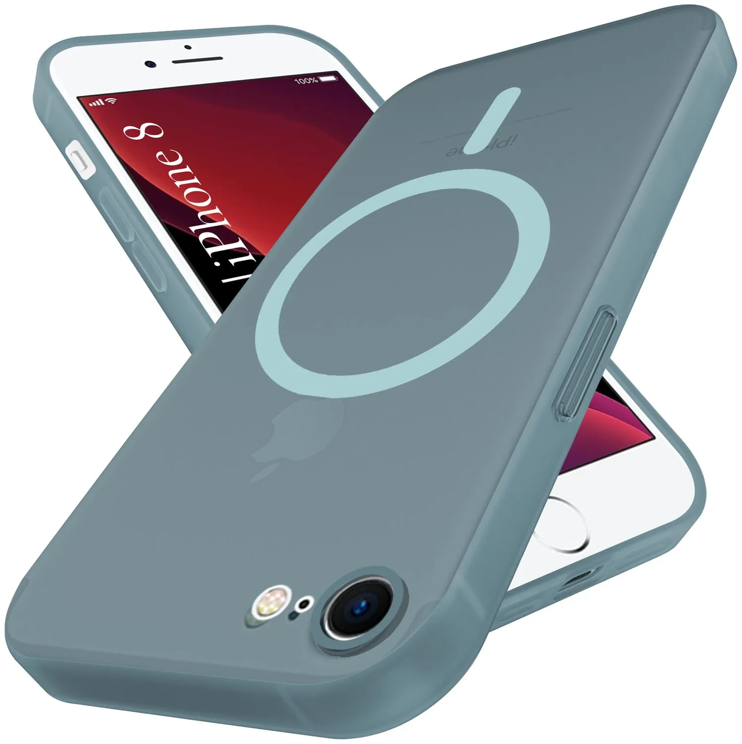 For Apple iPhone 7 | iPhone 8 Back Cover Case (Frosted Matte Feel | MagSafe Compatible Wireless Charging | Polycarbonate Material) Gloss Layer Soft Look Texture