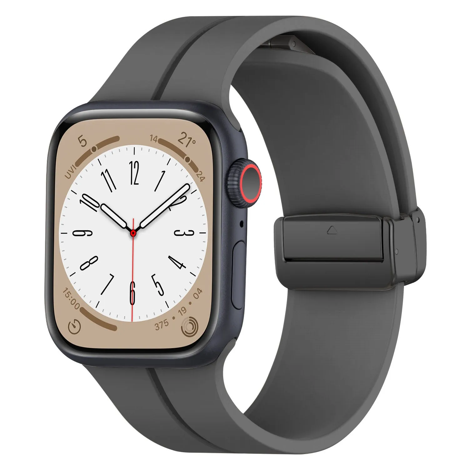 Fashionable Look Flexible Band Design Apple Watch Magnetic D-Buckle Strap (Dark Grey)