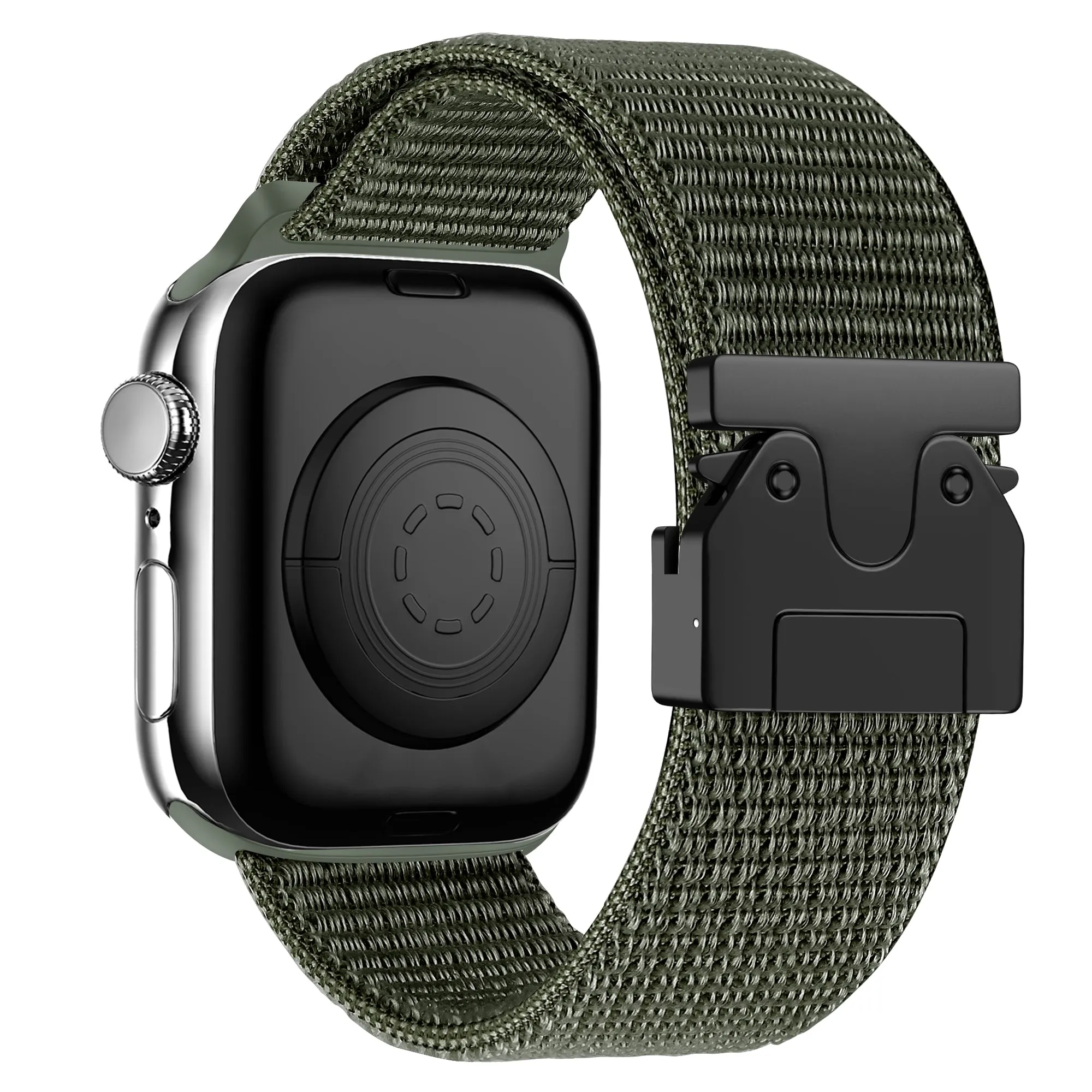 Soft Smooth Touch Flexible Adjustment Bandz Apple Watch Nylon Strap 'Classic' with P-Buckle (Army Green)