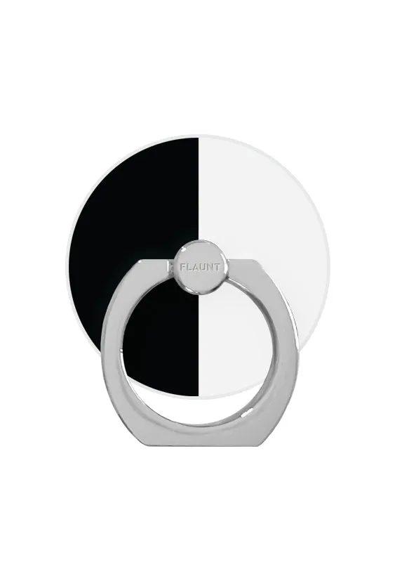 Quick Spin Grip Black and White Colorblock Adhesive Phone Ring Stand