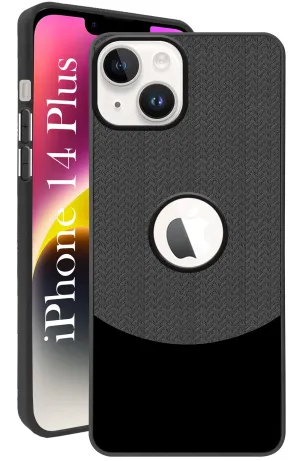 Polished Texture Design Hybrid Look For iPhone 14 Plus Back Cover Case (Elegant PU Leather Finish | Premium Minimalist Professional | Camera Protection Bump)