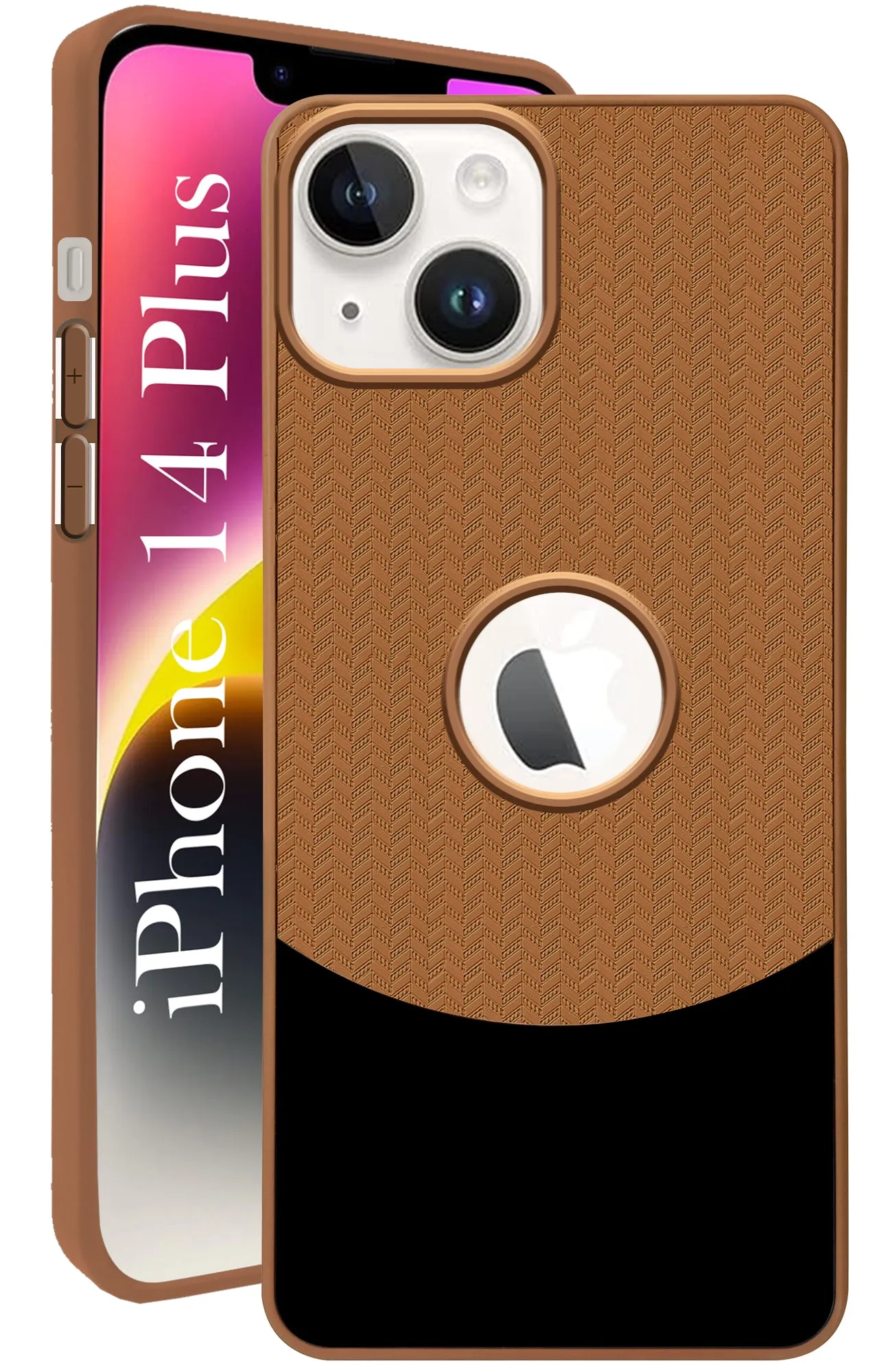 For iPhone 14 Plus Back Cover Case (Elegant PU Leather Finish | Premium Minimalist Professional | Camera Protection Bump) Strong material