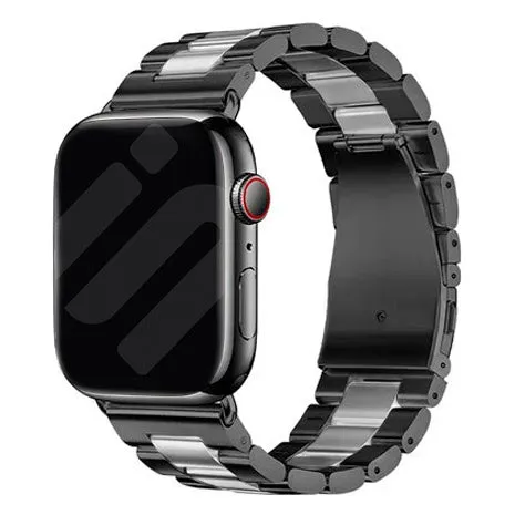 Apple Watch Steel Strap (Black/Silver) Active Function Wear Custom Fit
