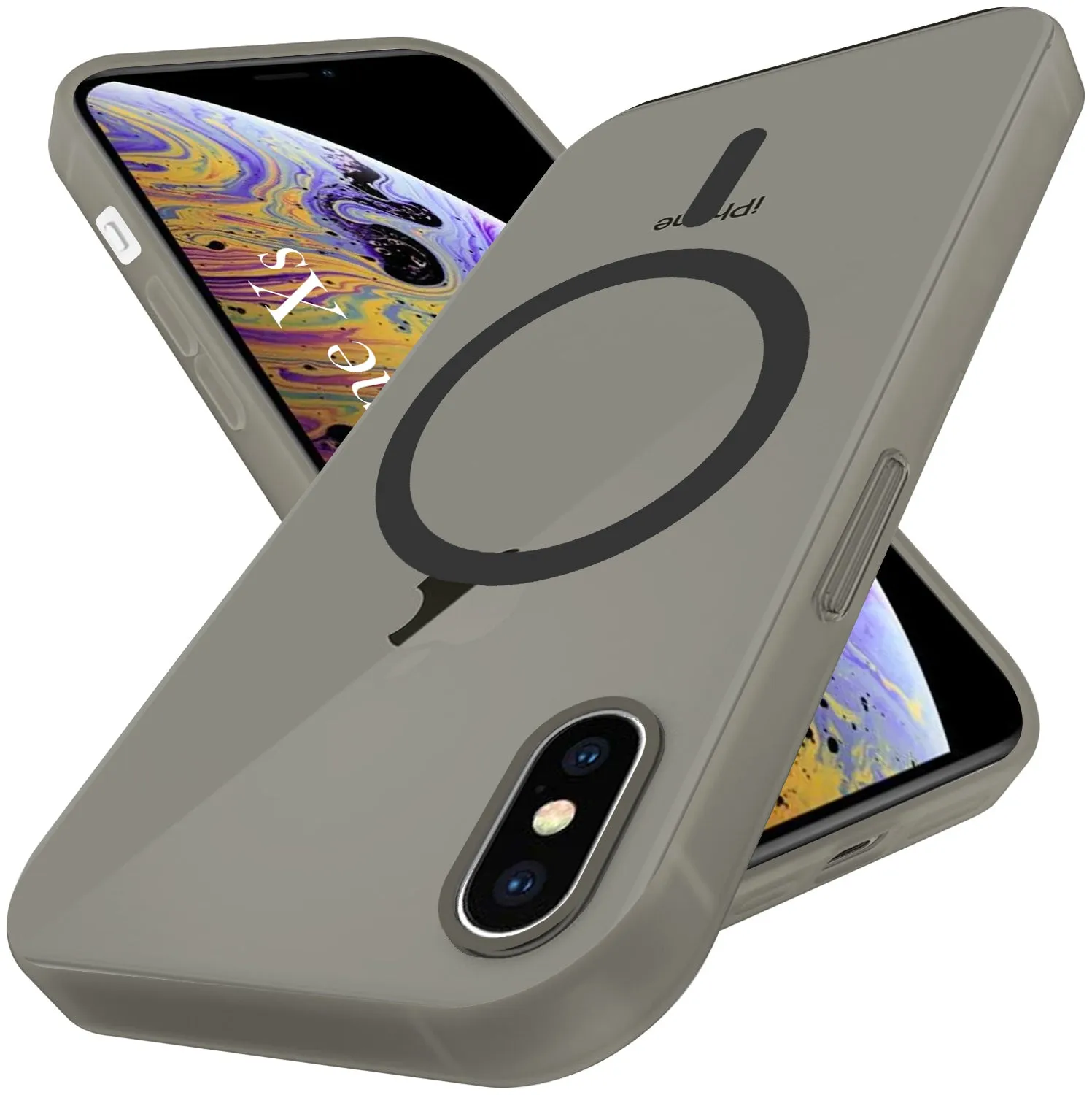 For Apple iPhone Xs Back Cover Case (Frosted Matte Feel | MagSafe Compatible Wireless Charging | Polycarbonate Material) Durable Texture Rugged Frame