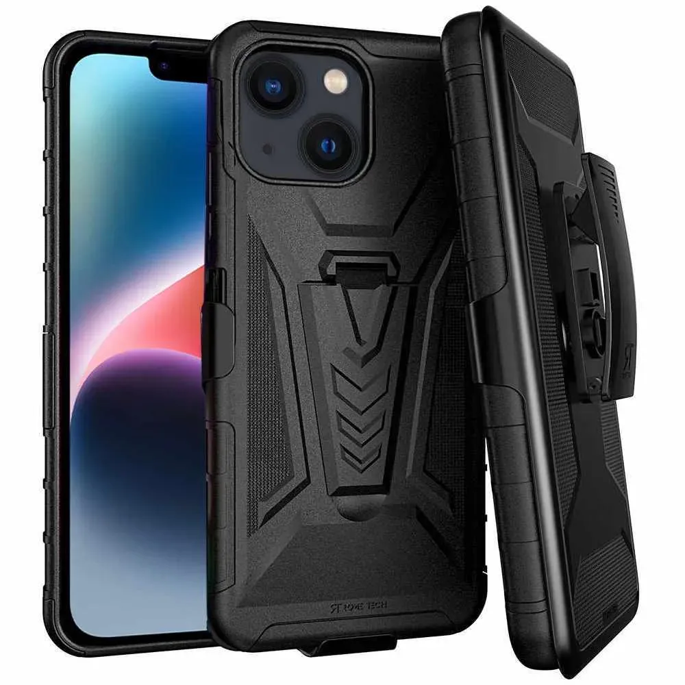 Smooth Craftsmanship Apple iPhone 14 Plus Dual-Layer Holster Case with Kickstand