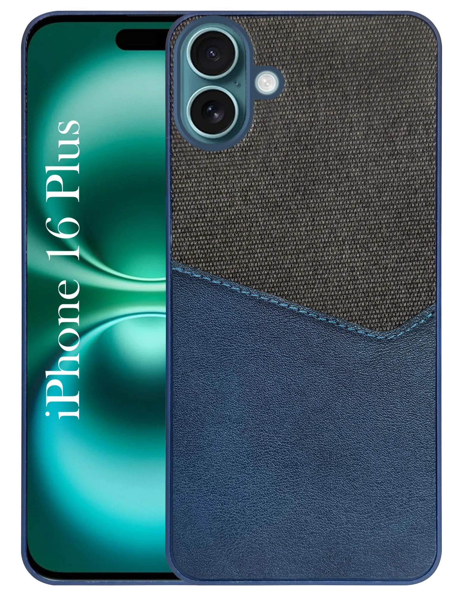 For Apple iPhone 16 Plus Back Cover Case (Dual PU Leather Stitch | Professional Minimalist | Soft and Flexible) Soft Protection Edge