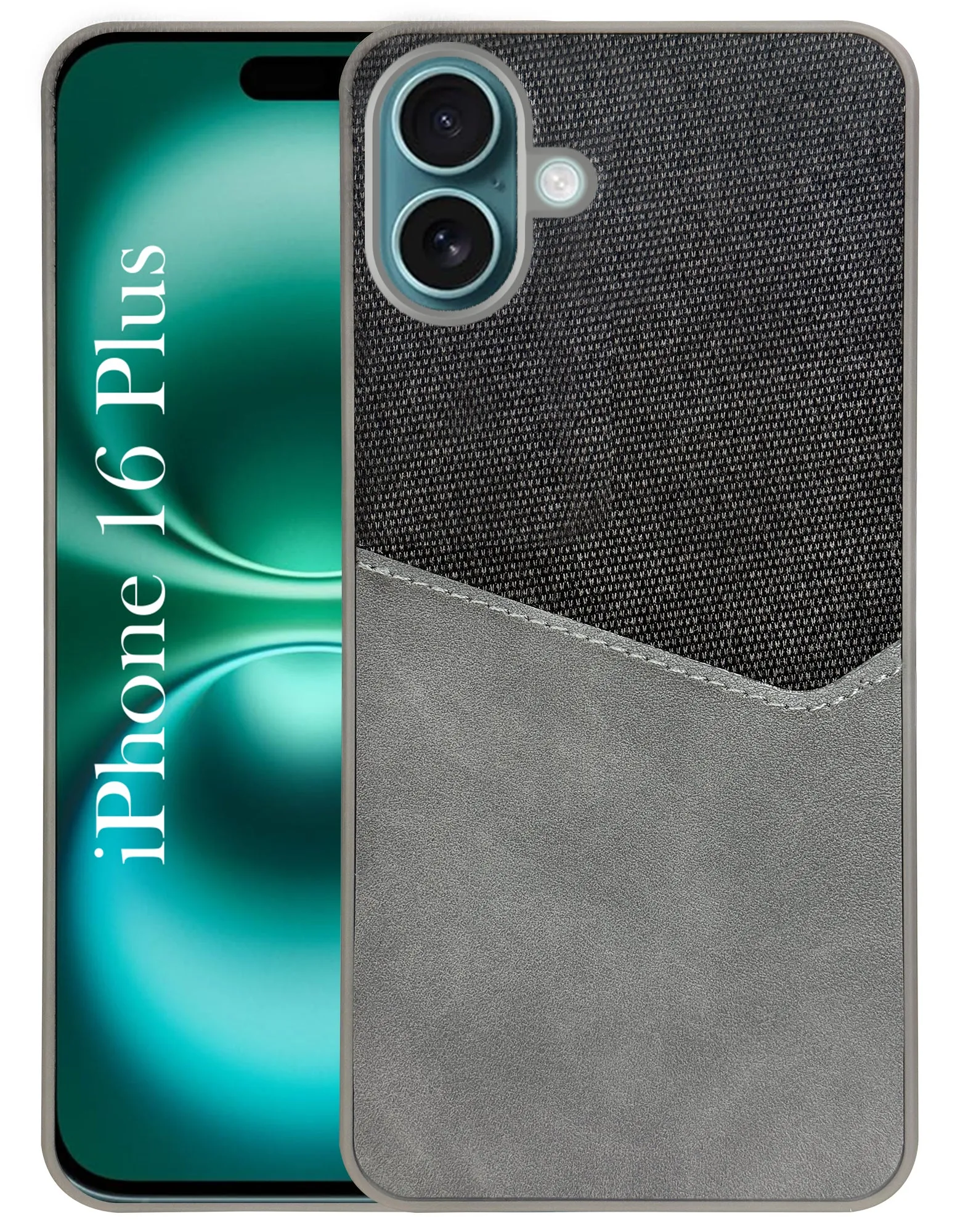 For Apple iPhone 16 Plus Back Cover Case (Dual PU Leather Stitch | Professional Minimalist | Soft and Flexible) Premium Quality Slim Protection