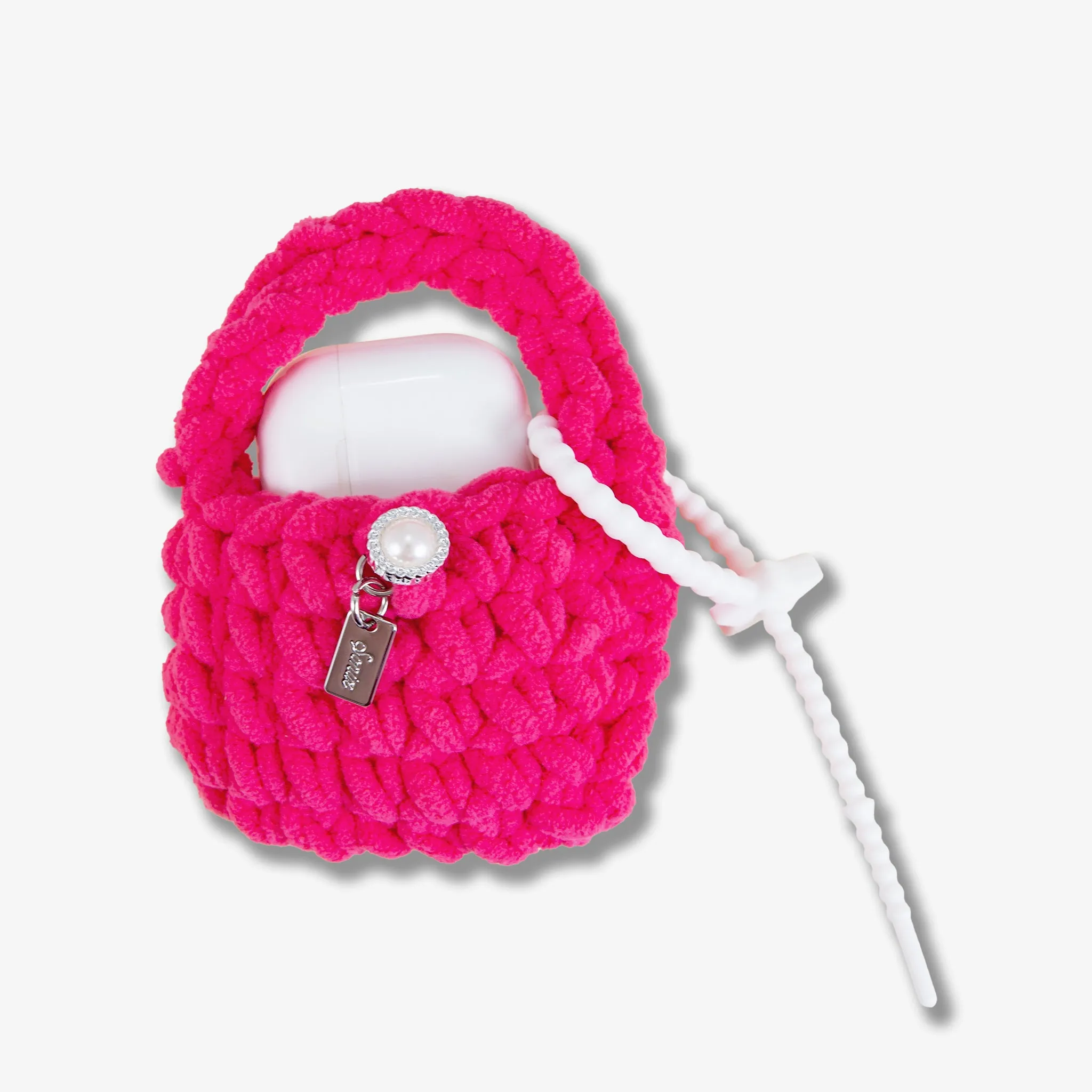 Knit Earbud / AirPods? Pouch - Pink Compact Daily Holder Fashion Daily Organizer