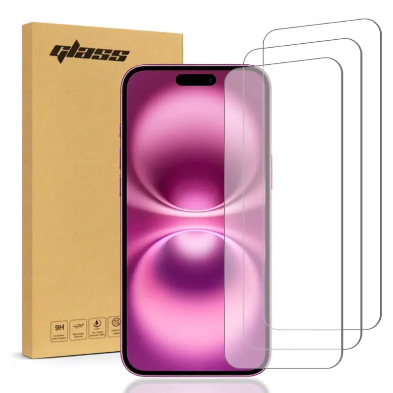 Fashion Edge Apple iPhone 16 Plus Tempered Glass Screen Protector 3 Per Pack
