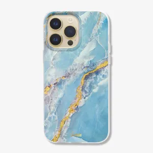Trendy Texture Ice Blue Marble MagSafe? Compatible iPhone Case