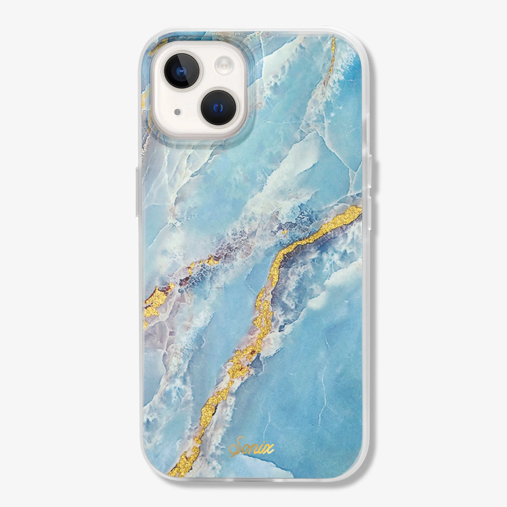 Elegant Design Layer Enhanced Comfort Ice Blue Marble MagSafe? Compatible iPhone Case