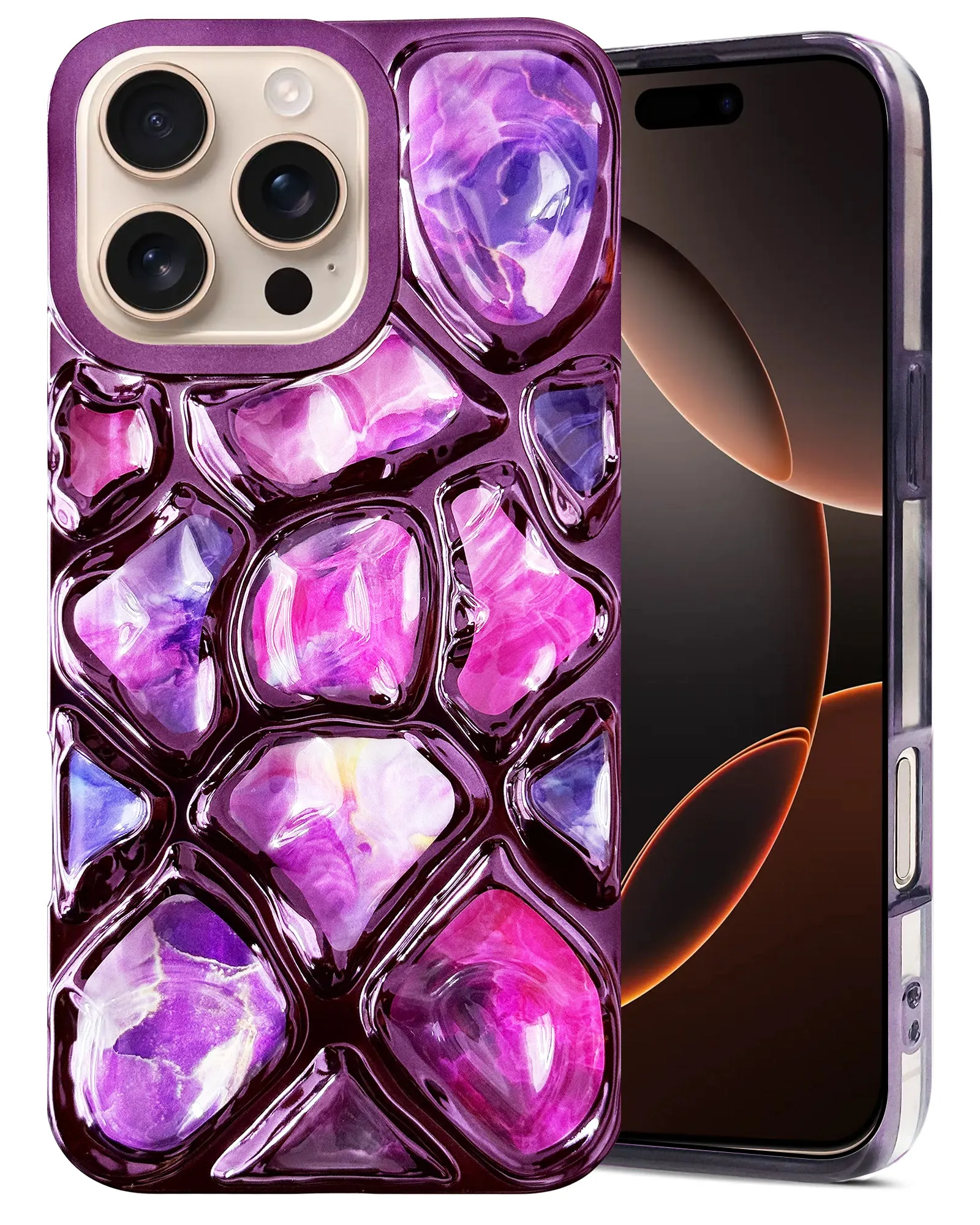 Light Form For Apple iPhone 16 Pro Max Back Cover Case ( Dual Design Glitter Sparkle and Detachable Diamond Print Case | Soft and Flexible)