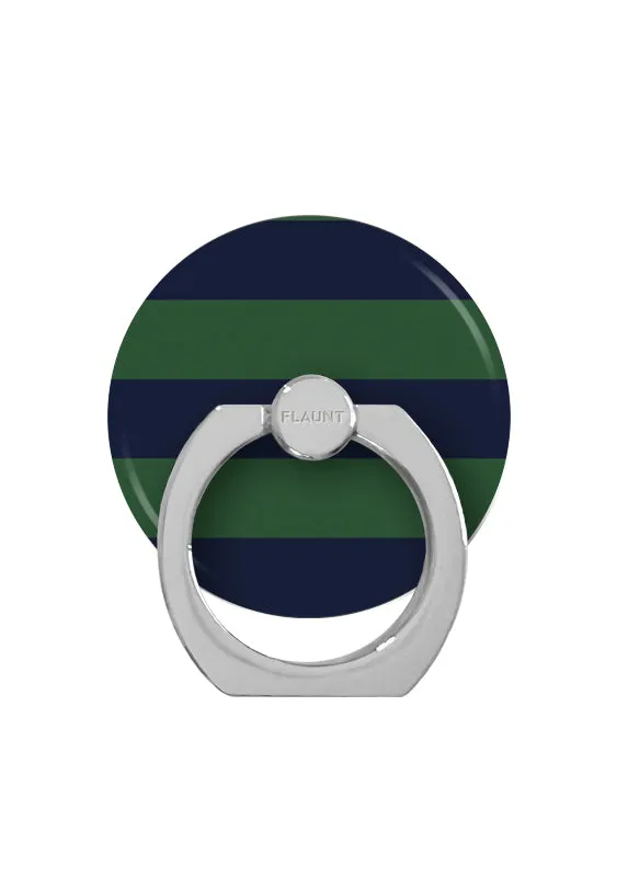 Navy & Green Rugby Stripe Adhesive Phone Ring Stand Portable Mount