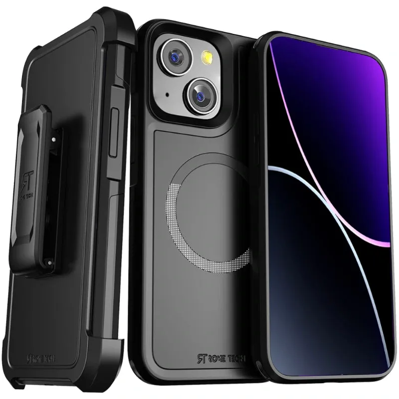 Grip Assist Smooth Touch Apple iPhone 15 Plus Rugged Dual-Layer Holster Case with MagSafe