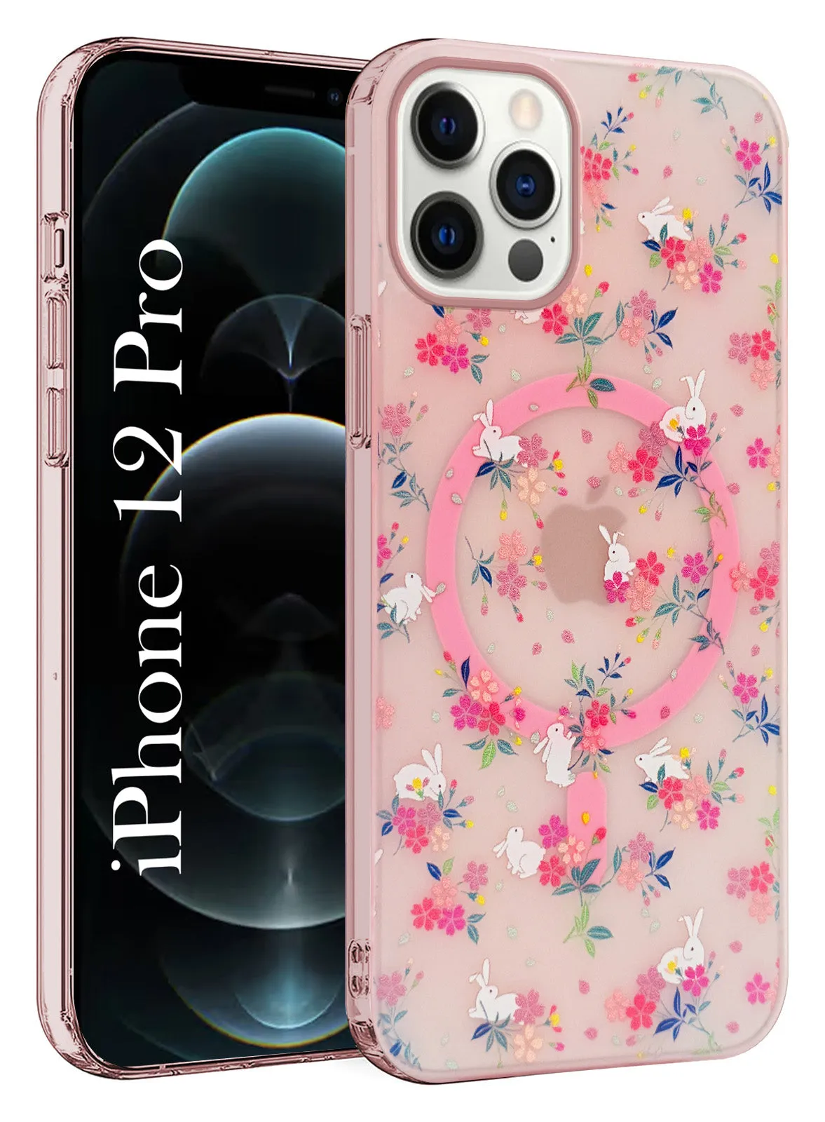 Matte Feel For Apple iPhone 12 Pro  Back Cover Case  (Cute Floral Design | Flower Print for Girls | MagSafe Compatible Wireless Charging)