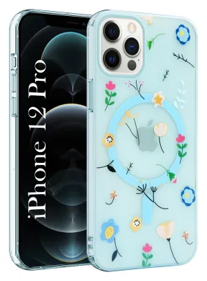 For Apple iPhone 12 Pro  Back Cover Case  (Cute Floral Design | Flower Print for Girls | MagSafe Compatible Wireless Charging) easy installation Unisex Design