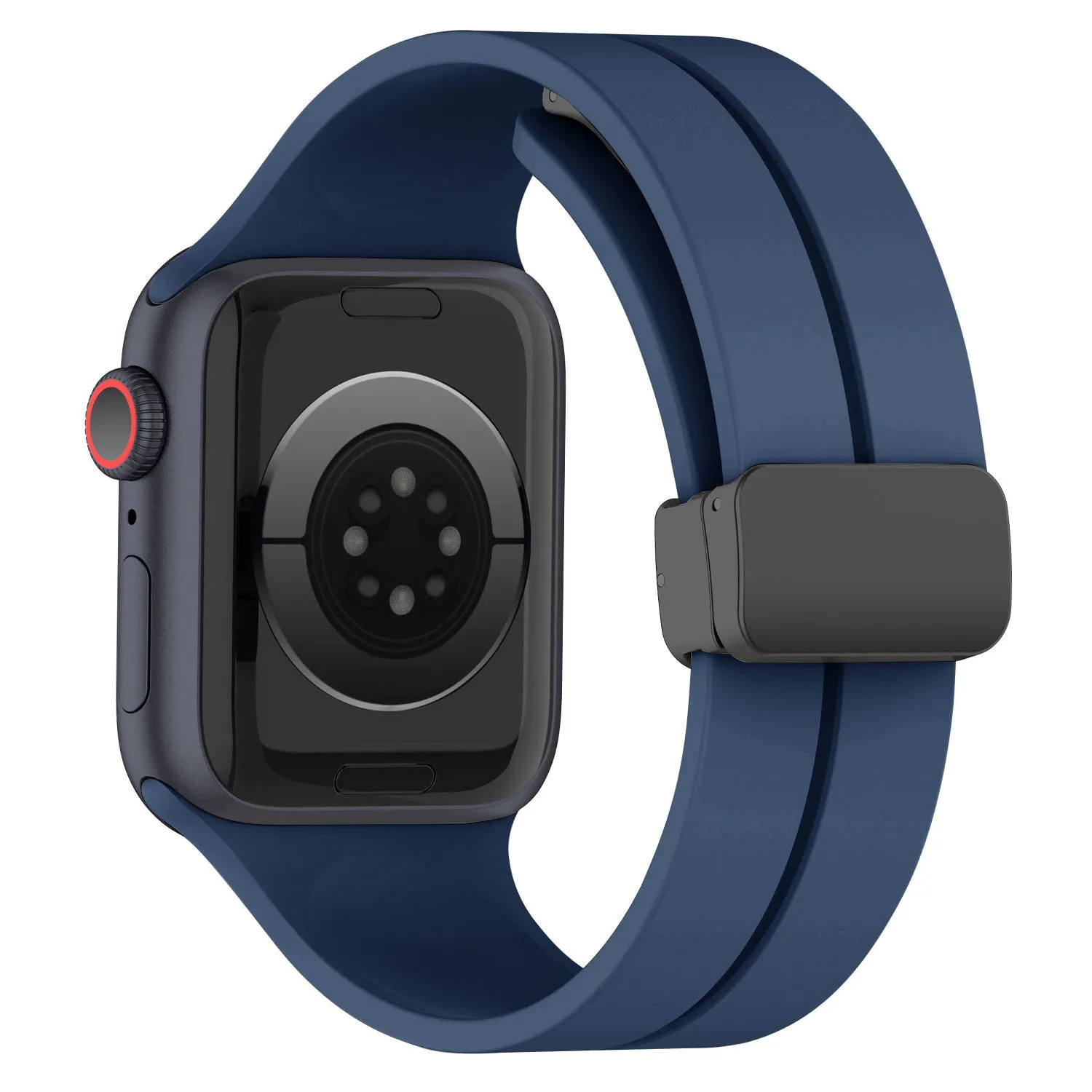 elegant design Rugged Style Apple Watch Magnetic D-Buckle Strap (Dark Blue)