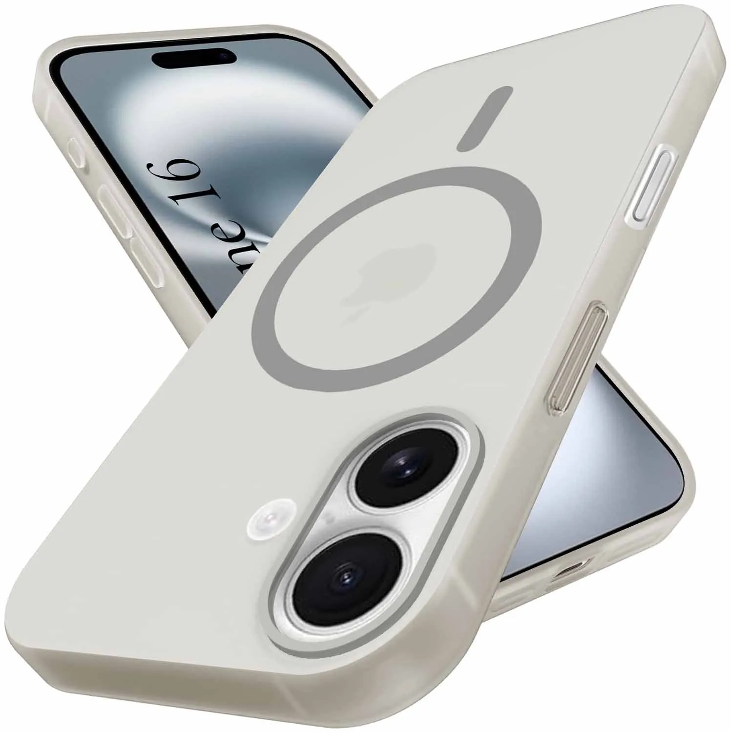 For Apple iPhone 16 Back Cover Case (Frosted Matte Feel | MagSafe Compatible Wireless Charging | Polycarbonate Material) Metal Texture Futuristic style