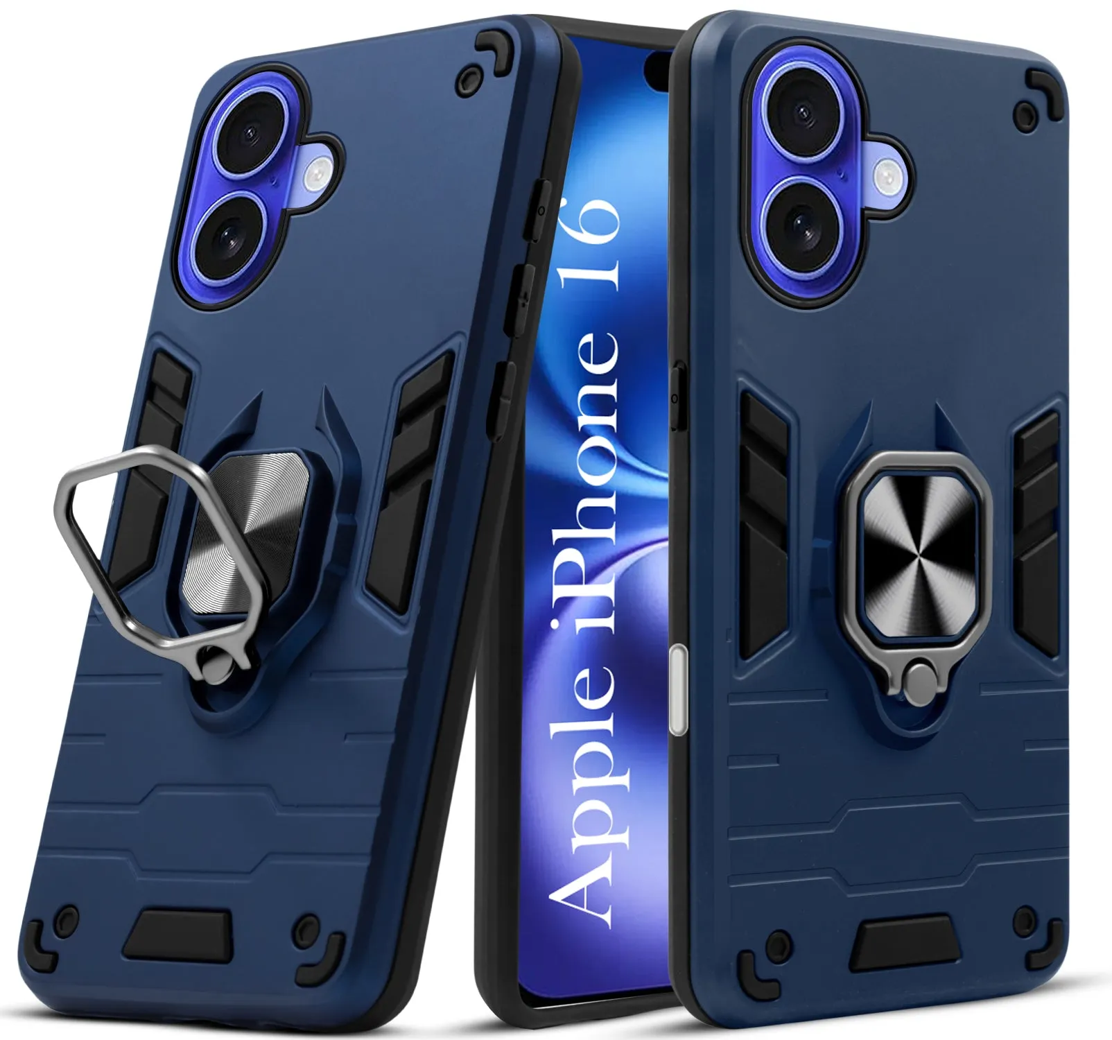 Durable Frame Modern Texture For Apple iPhone 16 Back Cover Case (Shockproof Polycarbonate Dual Layer Hybrid Armor)