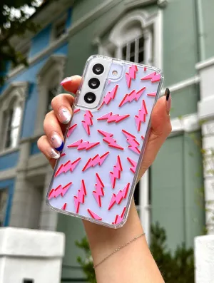 hybrid design Luxury Build Pink and Red Lightening Bolt Android Case