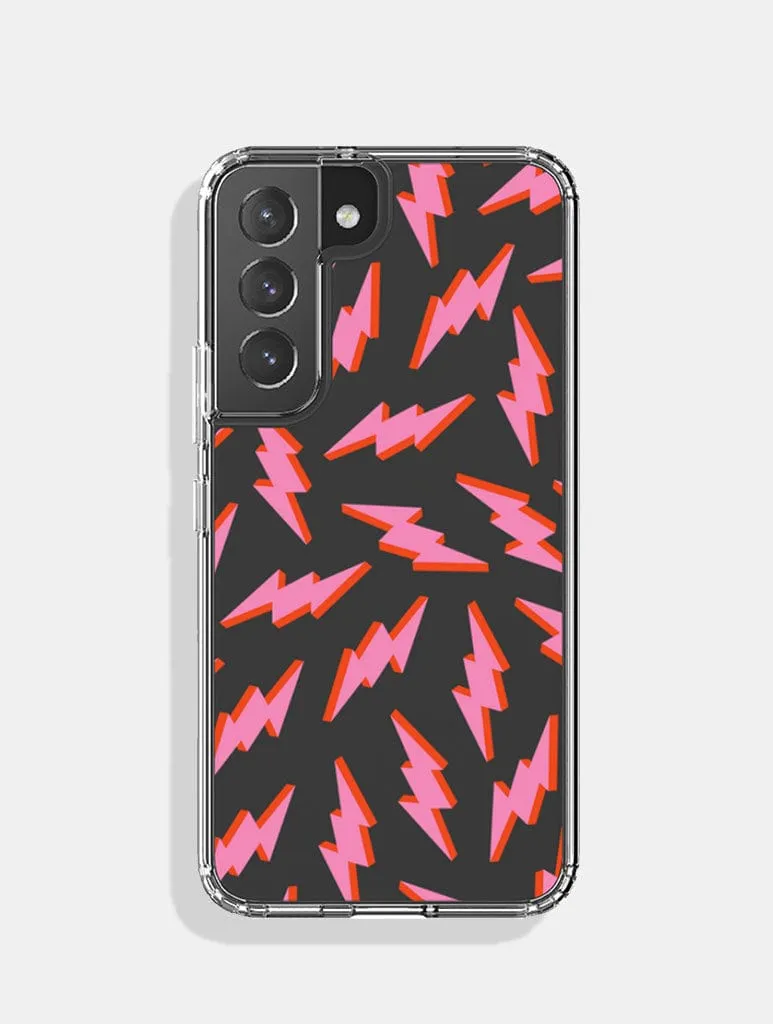 Soft touch finish easy installation Pink and Red Lightening Bolt Android Case