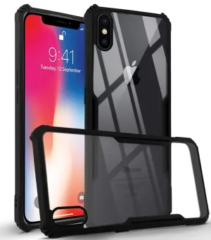 For Apple iPhone X Back Cover Case (Shockproof with Polycarbonate Clear Panel) Minimal Shield Texture Matte Detail