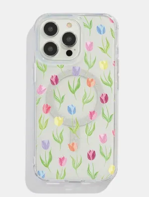 Rugged Feel Multicolour Tulips Glitter MagSafe iPhone Case