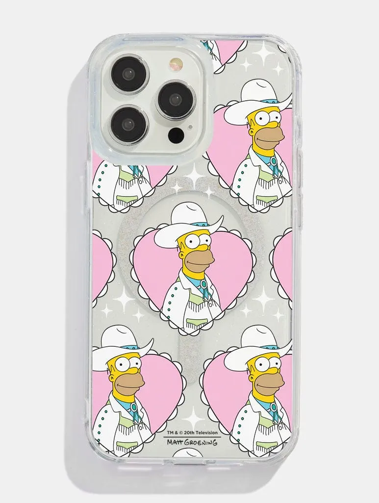 The Simpsons Cowboy Homer Glitter MagSafe iPhone Case Enhanced grip Smooth Grip