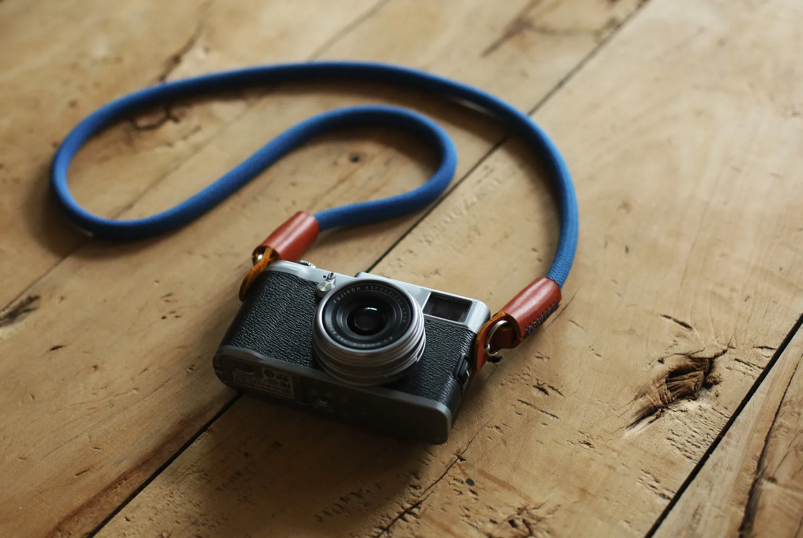 Camera Strap Handmade gray blue Climbing Rope yellow brown leather &Windmup.com Festival Lanyard Hypoallergenic Gear