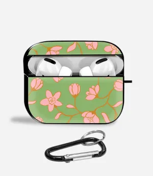 Modern Carry Clip Pastel Blossom Green Aipods Glass Case