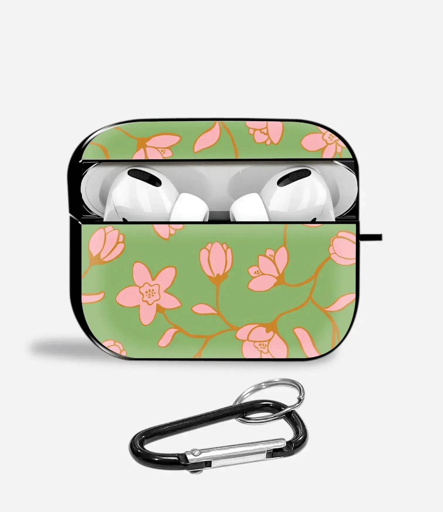 Modern Carry Clip Pastel Blossom Green Aipods Glass Case