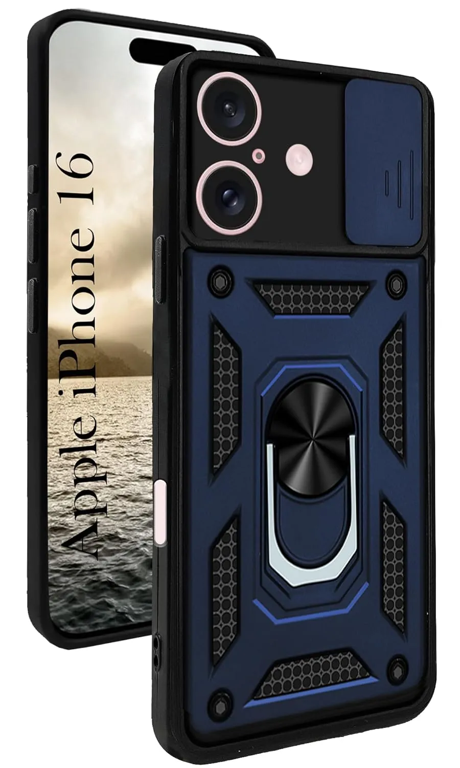 For Apple iPhone 16 Back Cover Case (Hybrid Dual Armor Polycarbonate) Smooth Edge Design Comfort Detail