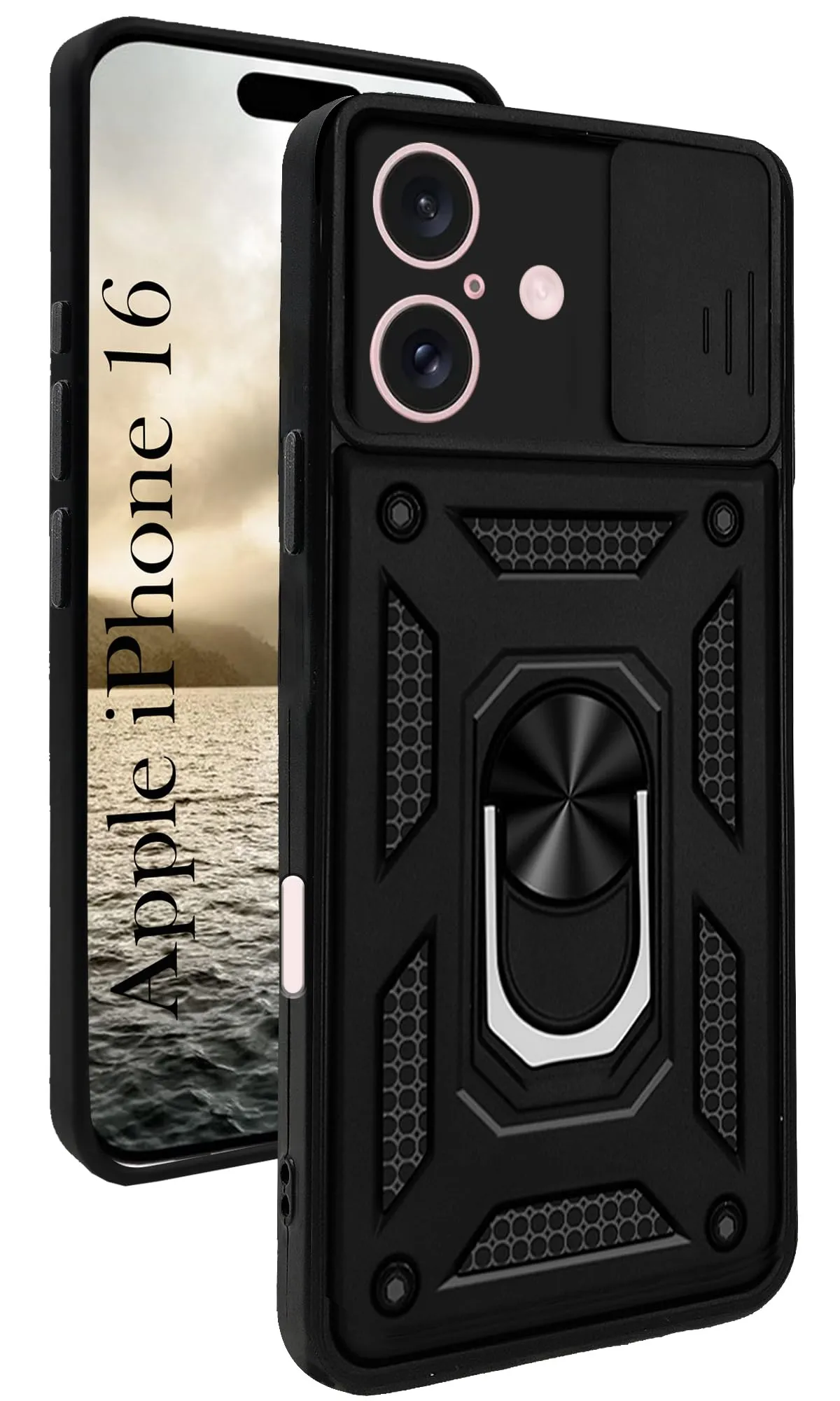 For Apple iPhone 16 Back Cover Case (Hybrid Dual Armor Polycarbonate) Shock Absorbing