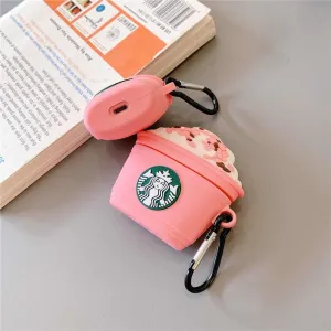 dustproof earbuds cover Comfortable Grip Shell PINK COFFEE STAR-BUCKS TOUGH SILICONE AIRPODS CASE COVER FOR 1/2, 3 AND AIRPODS PRO