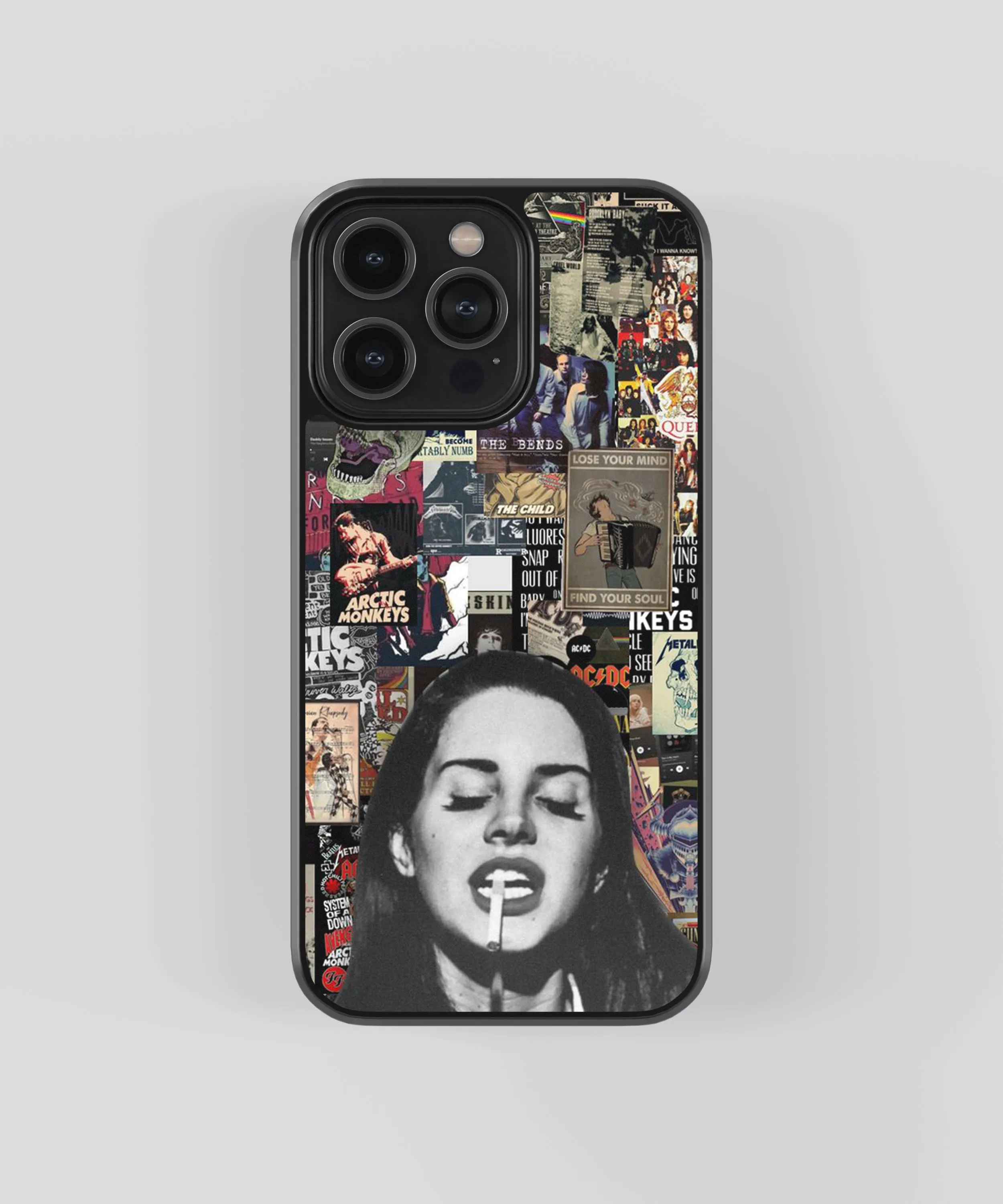 Clear Back Futuristic style Pop Culture Ft. Lana Del Rey Spotify Glass Phone Case Cover
