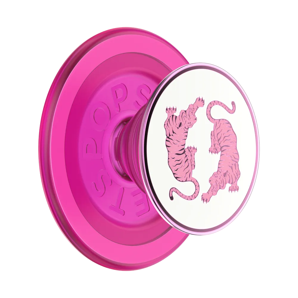Le Tigre Pink Enamel PopGrip for MagSafe Pop Socket Gaming Use