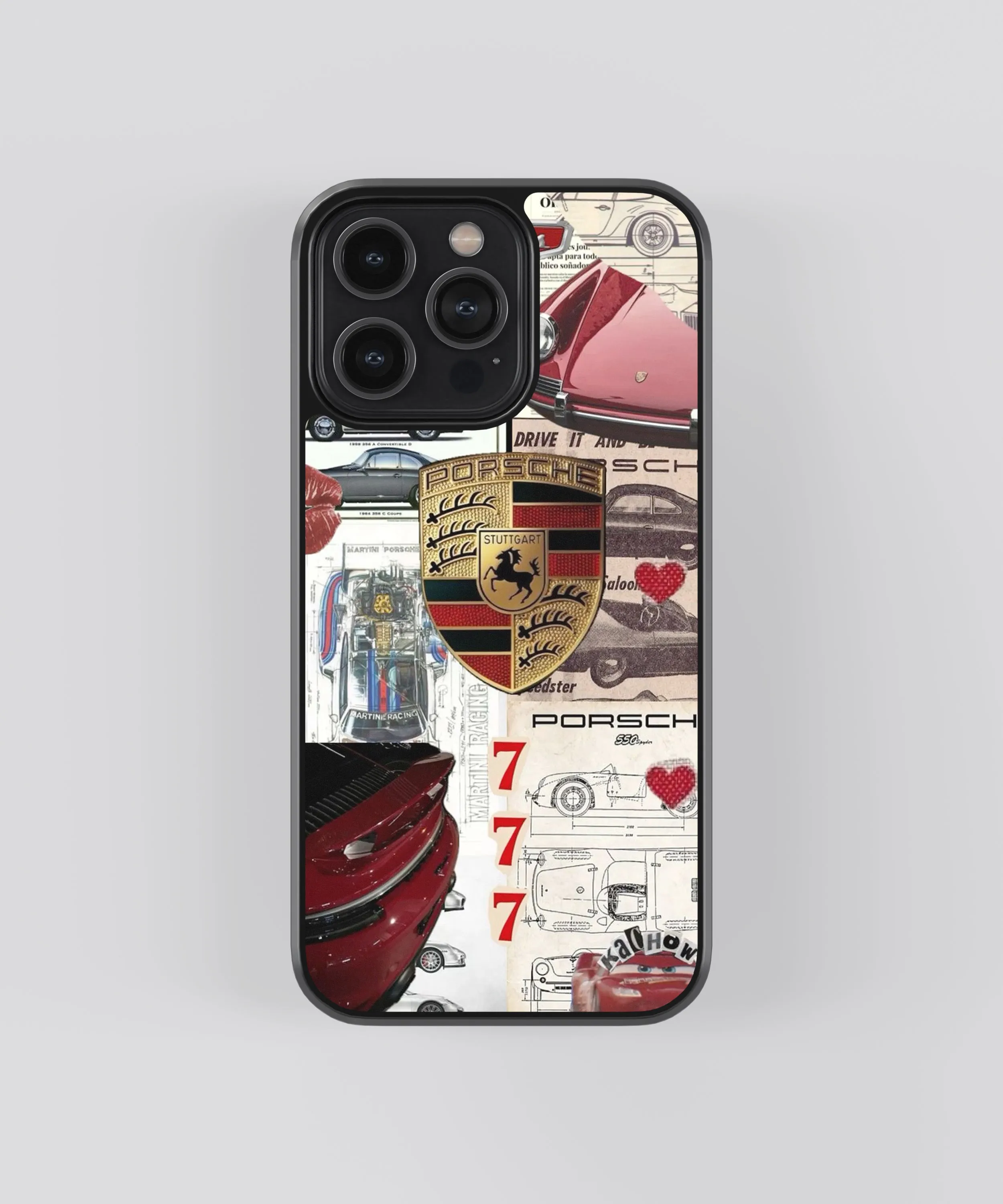 Porsche Aesthetic Glass Phone Case Cover Durable Pattern