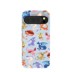 Polished Texture Trendy Design Powder Blue Dragon Cuties Google Pixel 10/10 Pro Case