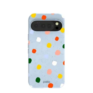 Powder Blue Rainbow Dots Google Pixel 10/10 Pro Case Luxury Surface