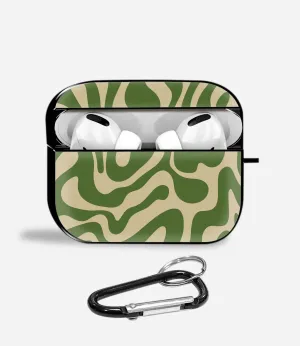 Green Mirage Aipods Glass Case Minimal Protective Pouch Minimalist Pocket Case