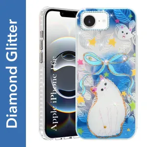 For iPhone 16e Back Cover Case (Luxury Floral Glitter Cute Butterfly | Diamond Studded Camera Bump | Girls & Women Design) Durable Accessory Rugged Build